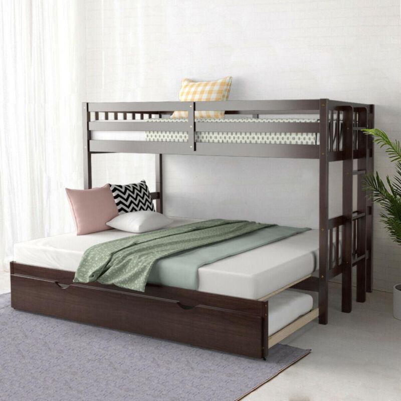 Hivvago Twin Pull-Out Bunk Bed with Trundle Wooden Ladder image number 2