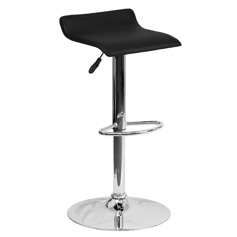 Flash Furniture Contemporary White Vinyl Adjustable Height Barstool with Solid Wave Seat and Chrome Base image number 0