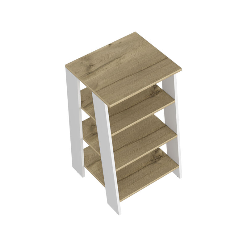 DEPOT E-SHOP Colyn Linen Cabinet, Four Shelves, Vertical, Light Oak / White