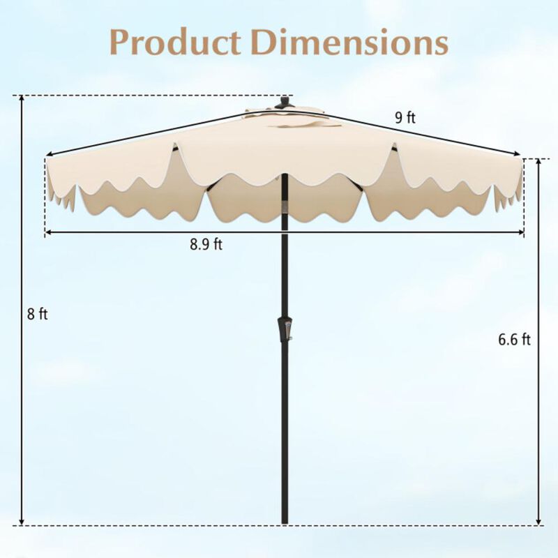 Hivvago 9 Feet Patio Umbrella with Crank Handle and Push Button Tilt