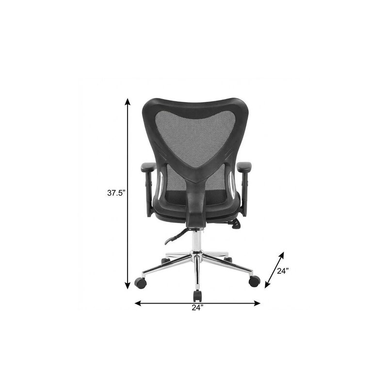 HomeRoots Black And Silver Adjustable Height Swivel Rolling Office Chair image number 5