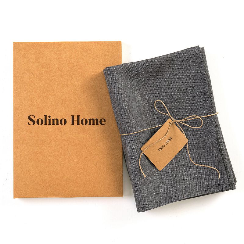 Solino Home 100% Pure Linen Dinner Napkins 20 x 20 Inch Set of 4 | Athena