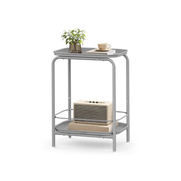 Storage Coffee Table with Metal Frame &ndash; 2-Tier Design with Functional Tray Top for Compact Spaces