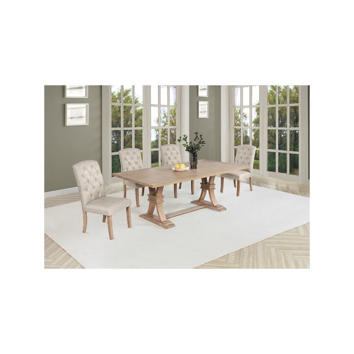 Best Quality Furniture 5 Piece Traditional Dining Table With Beige Side Chairs