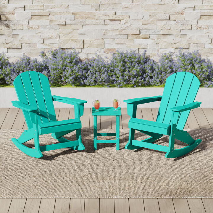 WestinTrends 3-Piece set Outdoor / Patio Poly Adirondack rocking chairs with a side table ( 2 seater )