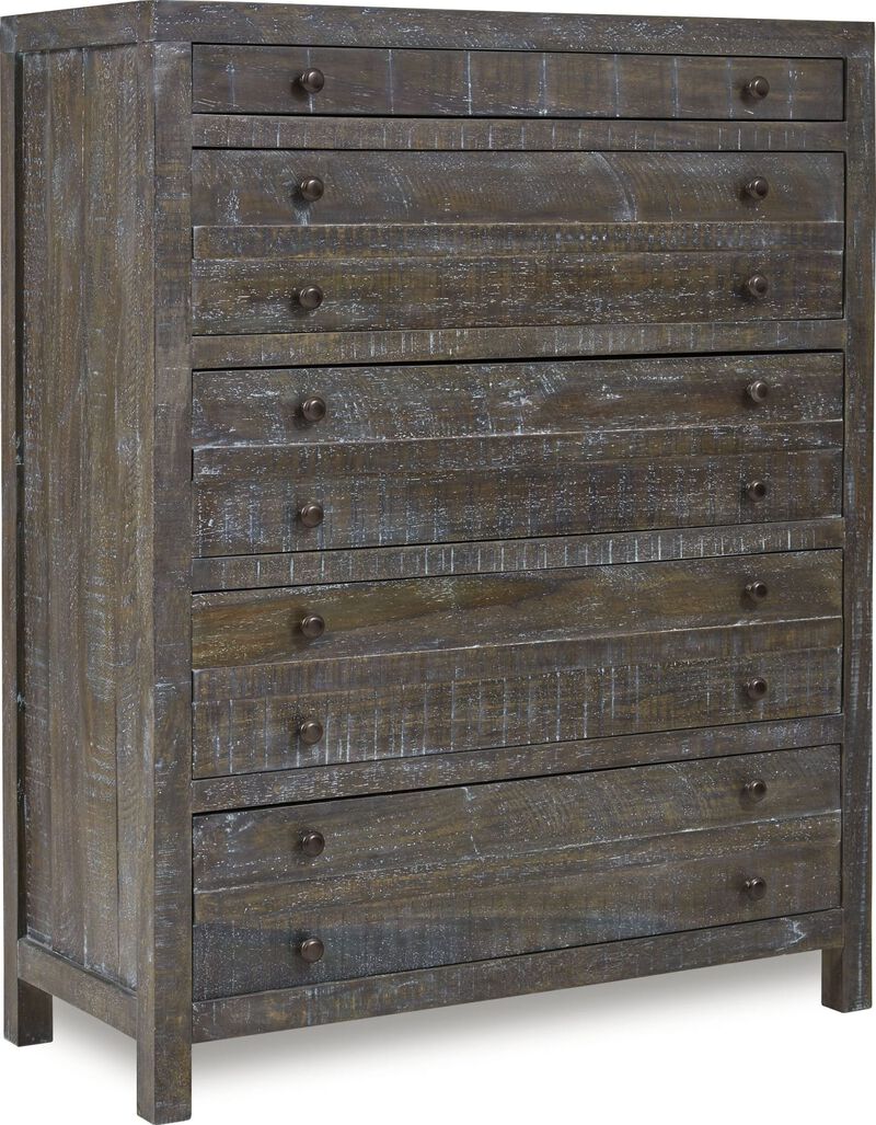 Townsend Solid Wood Five Drawer Chest in Gunmetal