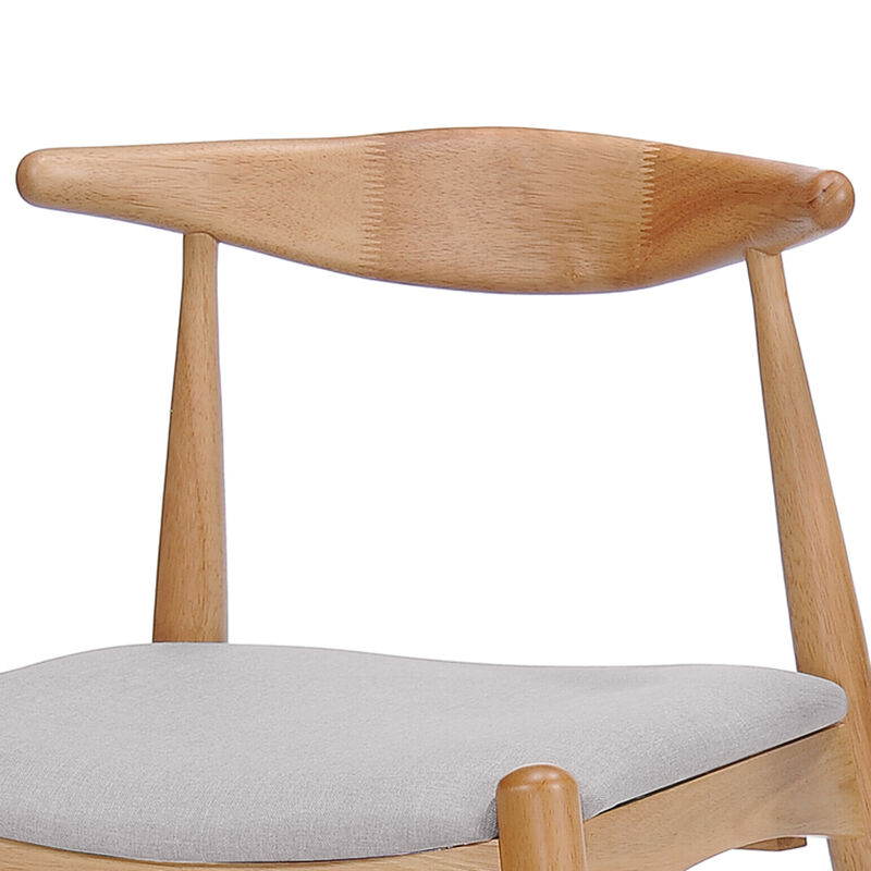 Merax Set of 2 Rubberwood Dining Chairs - Ergonomic Backrest with Thick Comfort Cushions, Solid Wood Kitchen Side Chairs