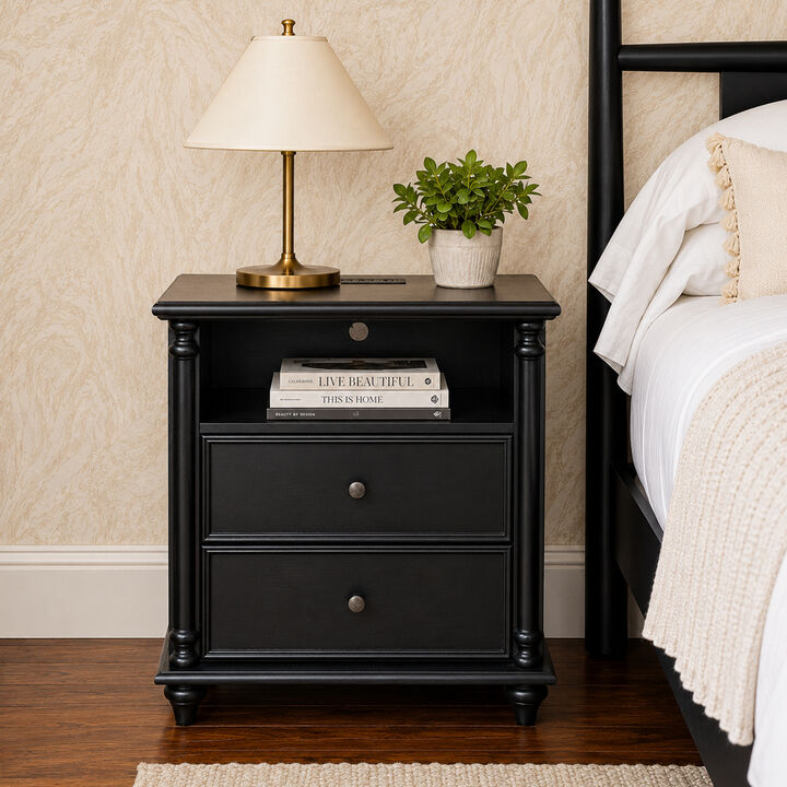 Vabfig Vintage 2-Drawer Nightstand