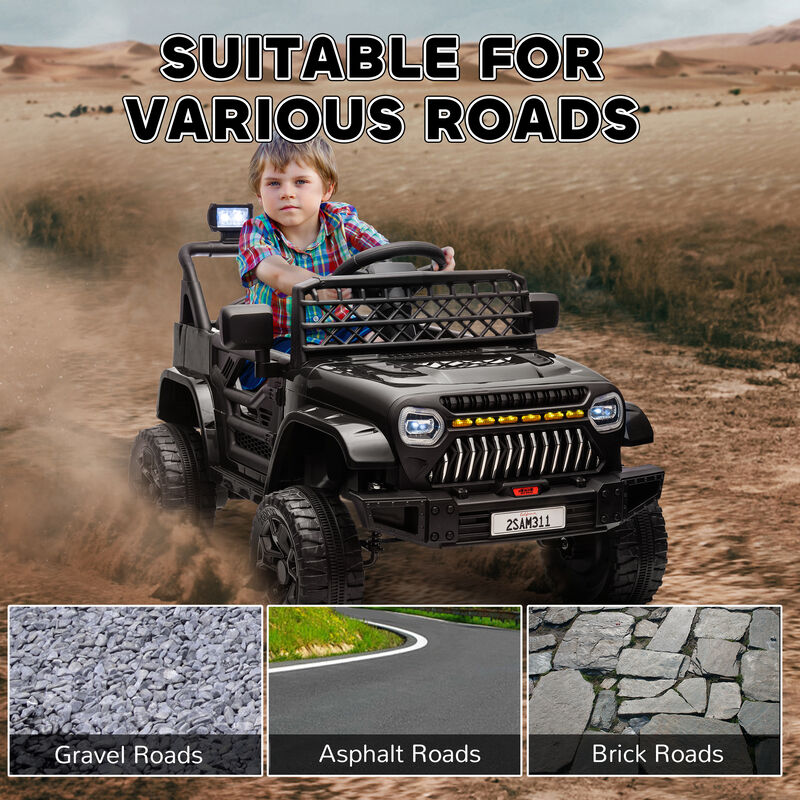 BreeBe 12V Battery Powered Ride On Truck, Kids Electric Car with Spring Suspension, Remote, Horn, USB Music image number 5