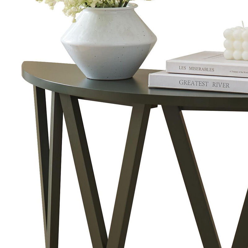 Kings Brand Furniture Vienna Console Table - Semicircular Side Coffee Table for Living Room, Bedroom (White)