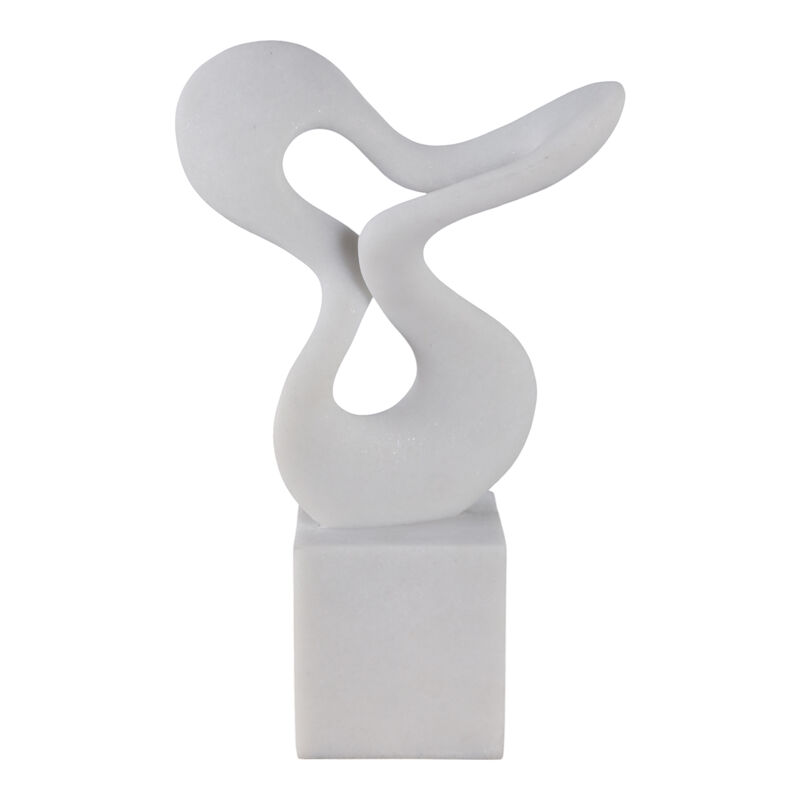 12x7" Abstract Resin Sculpture On Base, White image number 3