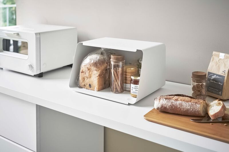 Bread Box with Cutting Board Lid - Steel + Bamboo image number 3