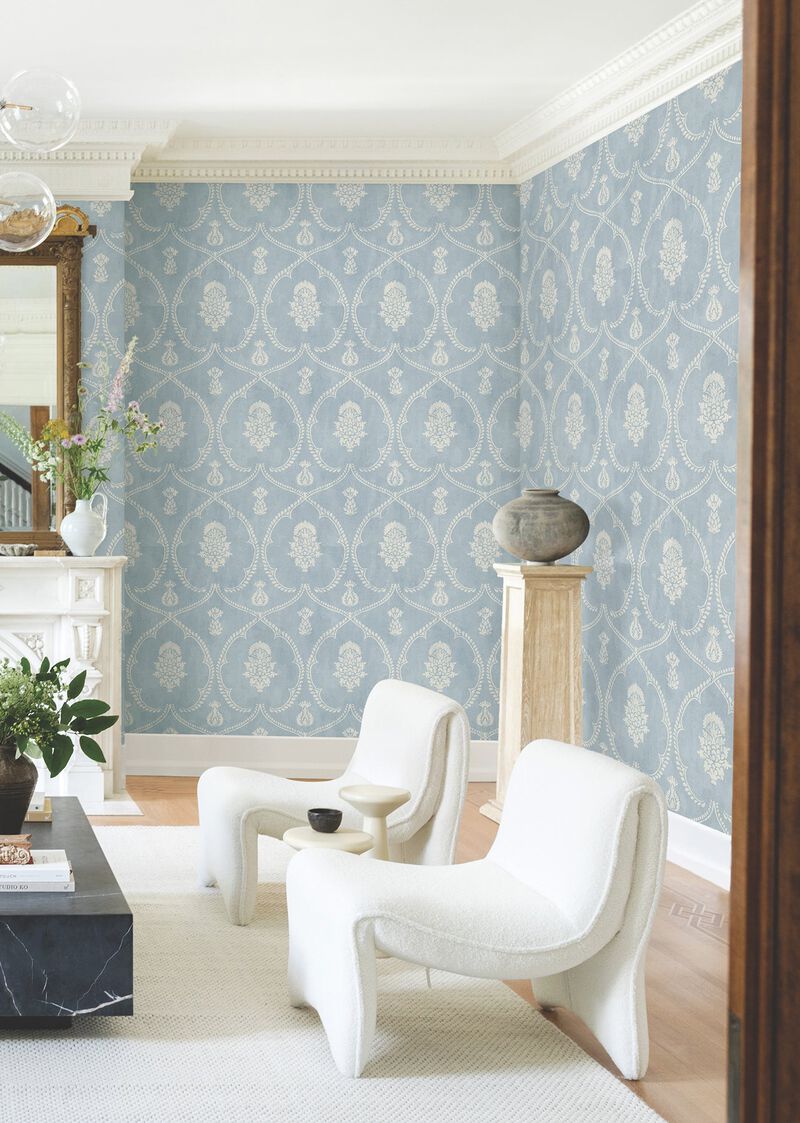 Royal Damask Blue Wallpaper (Double Roll) image number 4