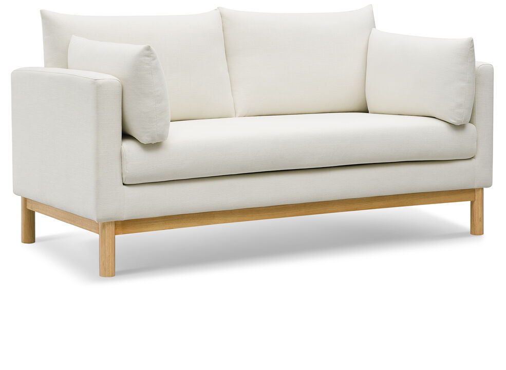 Meridian Furniture Langham Cream Linen Textured Fabric Loveseat