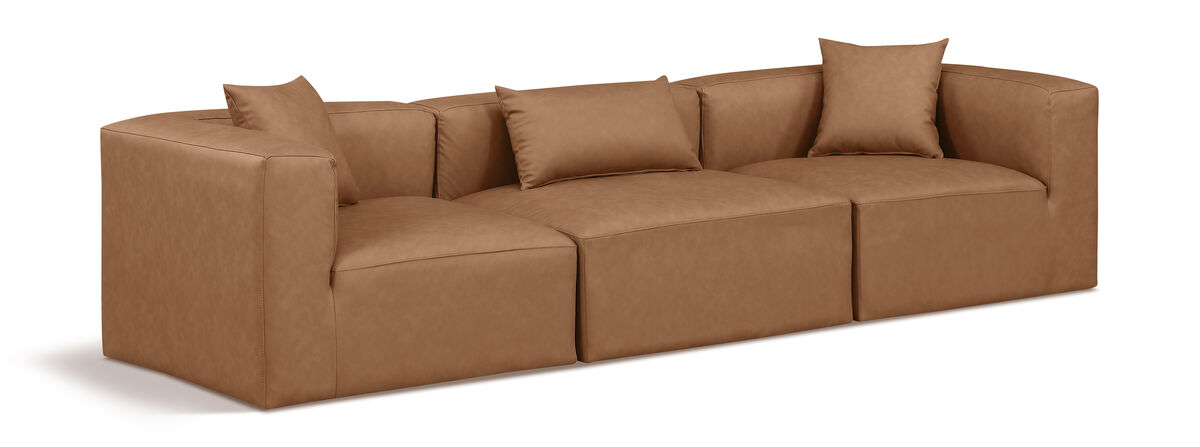 Meridian Furniture Cube Brown Vegan Leather Modular Sofa