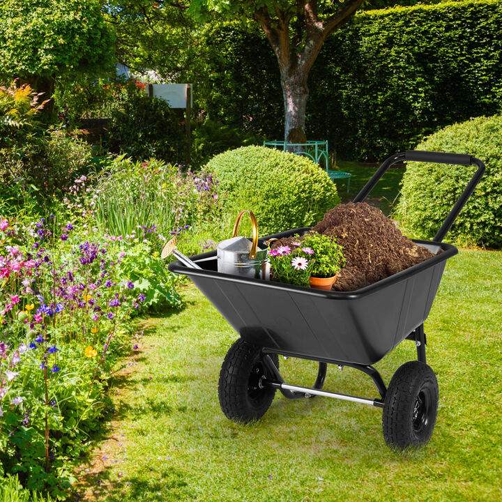 Garden Utility Cart with Dual Wheels and Pneumatic Tires for Smooth Handling