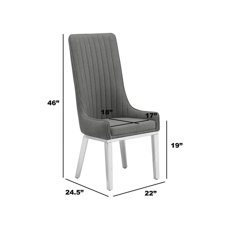 Best Quality Furniture Green, Teddy Fabric, Pleated Back Side Chair With Silver Base, Set Of Two