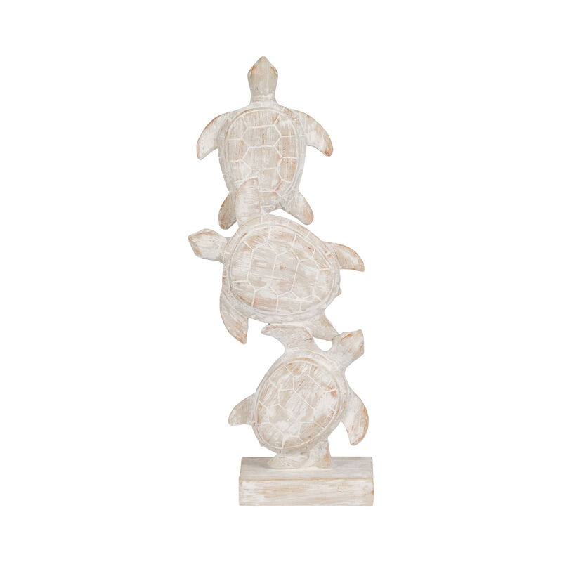 16" Stacked Turtles, White image number 0