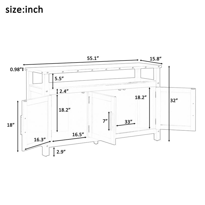 Wargip 55.1''Pine Sideboard image number 4