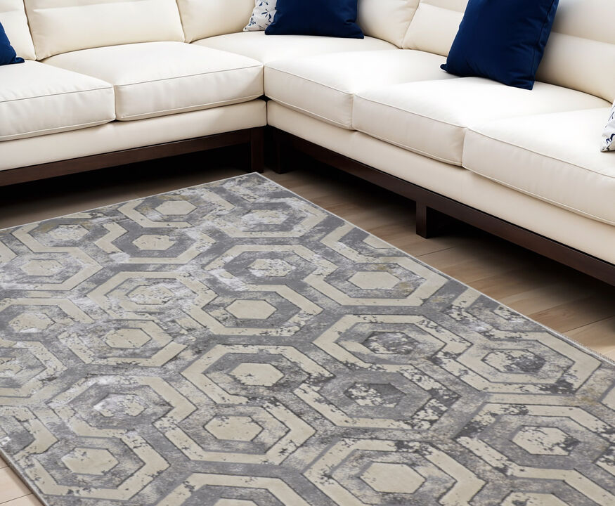 HomeRoots Abstract Distressed Area Rug