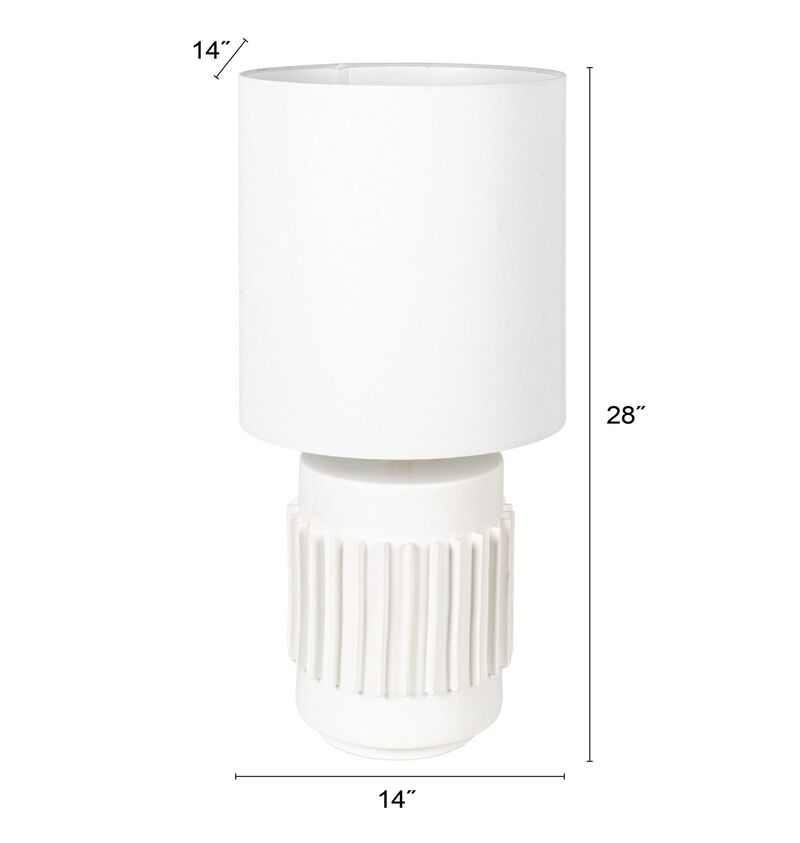 Stoneware Table Lamp with Raised Design, Ivory Glaze image number 2