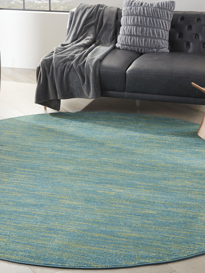 Nourison Essentials NRE01 Blue/Green 8' x Round Rug image number 7