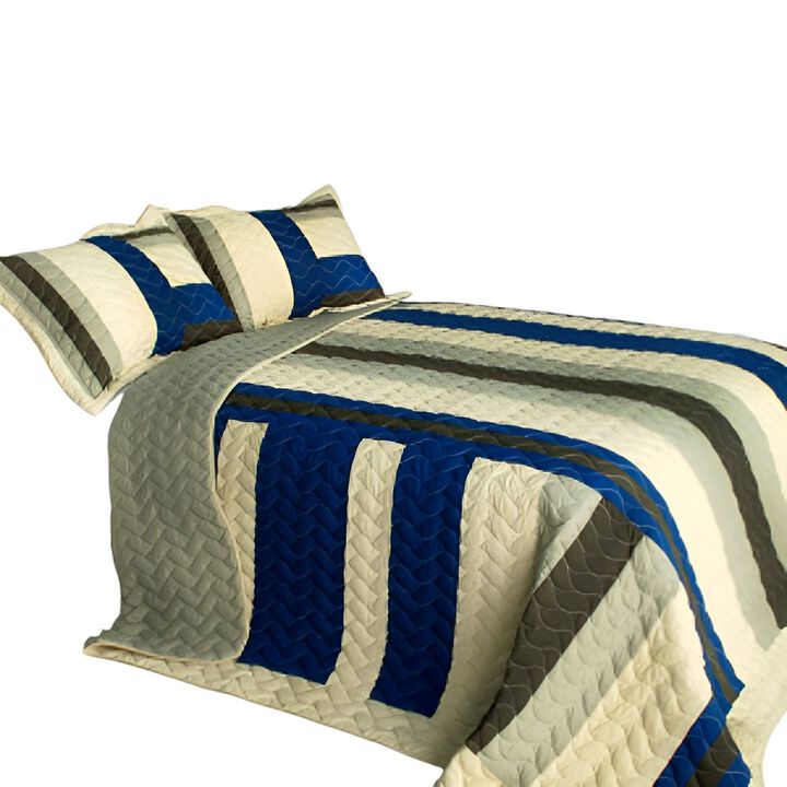 Quilted Patchwork Quilt Set 3-Piece with Matching Pillow Shams