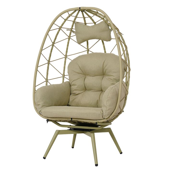 Hivvago Wicker Patio Egg Chair with Thick Cushions