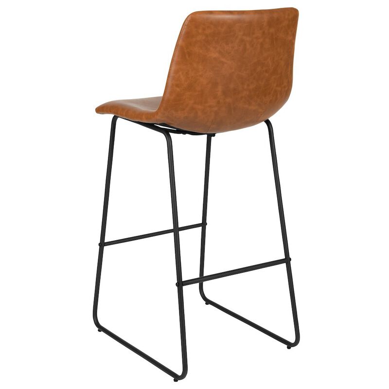 Flash Furniture 30 Inch LeatherSoft Bar Height Barstools in Light Brown, Set of 2 image number 4