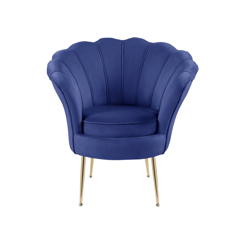Streamdale Blue Velvet Barrel Accent Chair with Metal Legs