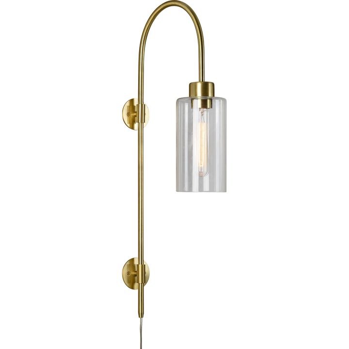 30.25" Gold 1-Light Wall Sconce with Glass Shade