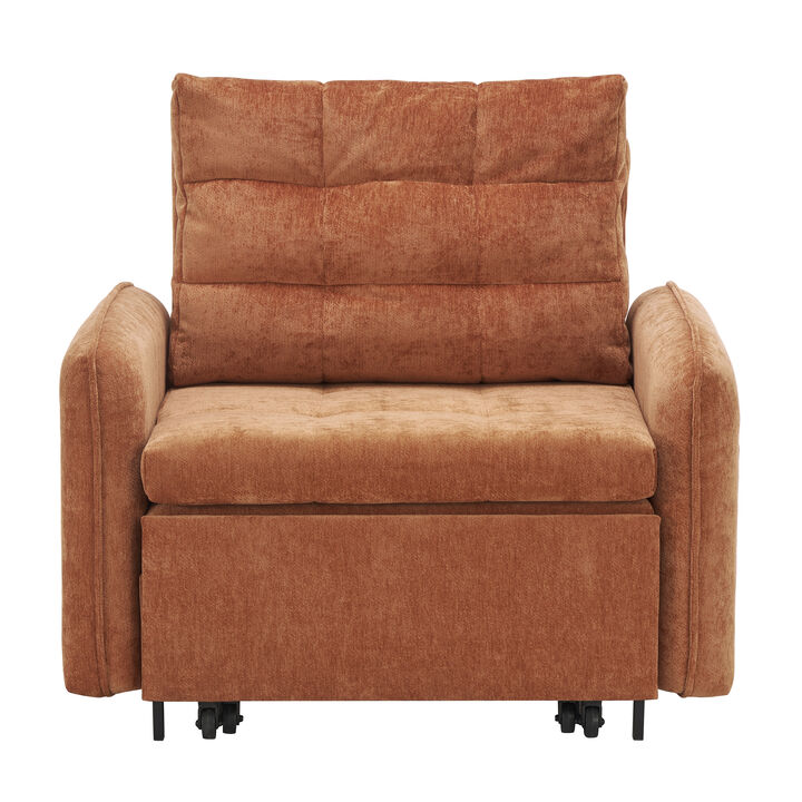 Whisen 3-in-1 Sleeper Chair Bed, 80" Extra Long Pull-Out, Storage & USB, Chenille Sofa Bed