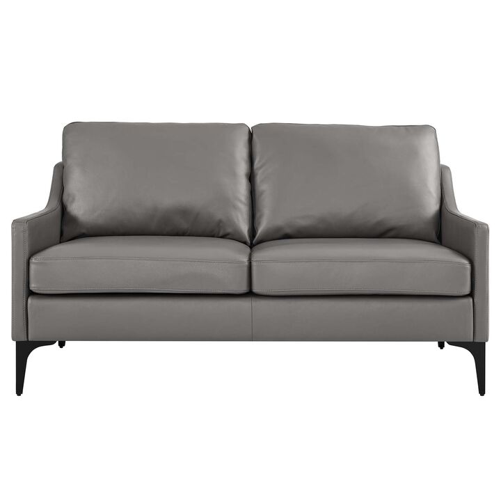 Corland Leather Loveseat Gray