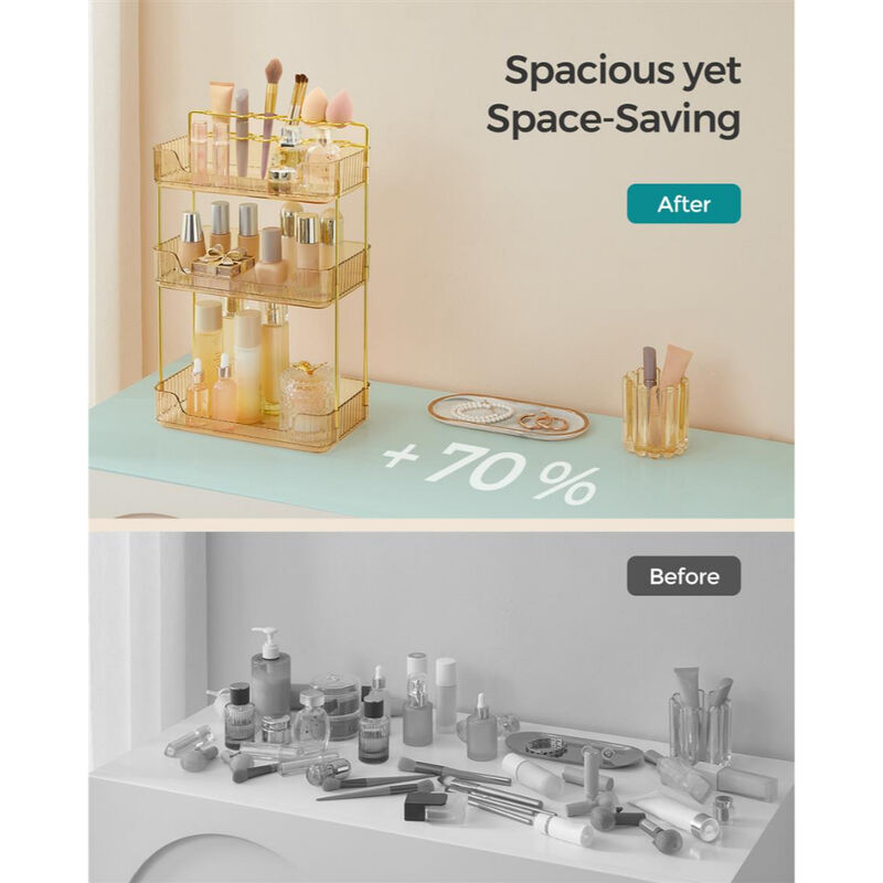 3-Tier Makeup and Skincare Organizer &ndash; Round Rotating Countertop Rack for Perfume, Serums & Lotions