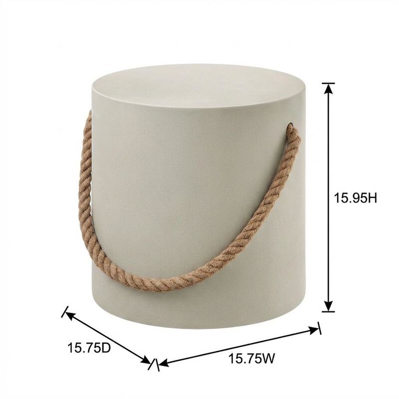 Concrete Side Table With Rope Detail For Indoor And Outdoor Use image number 2