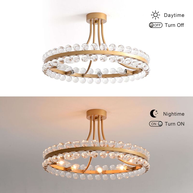 Esme 8-Light Wagon Wheel Crystal Semi-Flush Mount image number 5