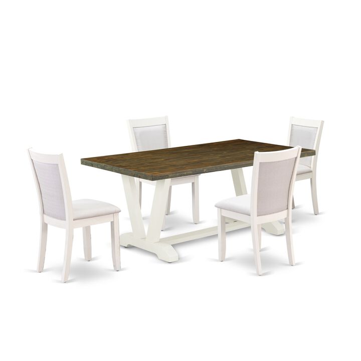 East West Furniture V077MZ001-5 5Pc Dining Room Set - Rectangular Table and 4 Parson Chairs - Multi-Color Color