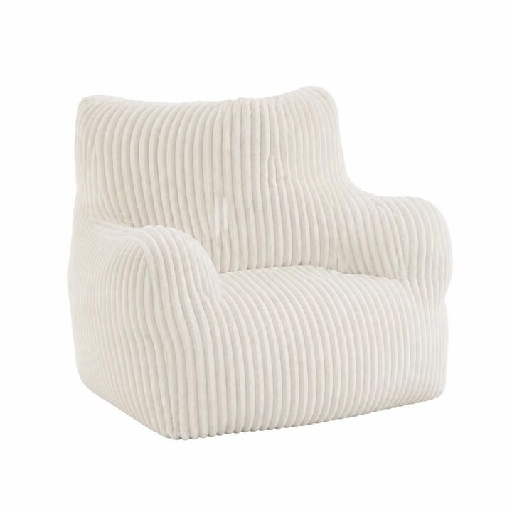 GOODSILO Soft Fluffy Corduroy Fabric Pre-Filled Memory Sponge Bean Bag Chair Comfortable Seating for Living Room Bedroom Indoor Relaxation