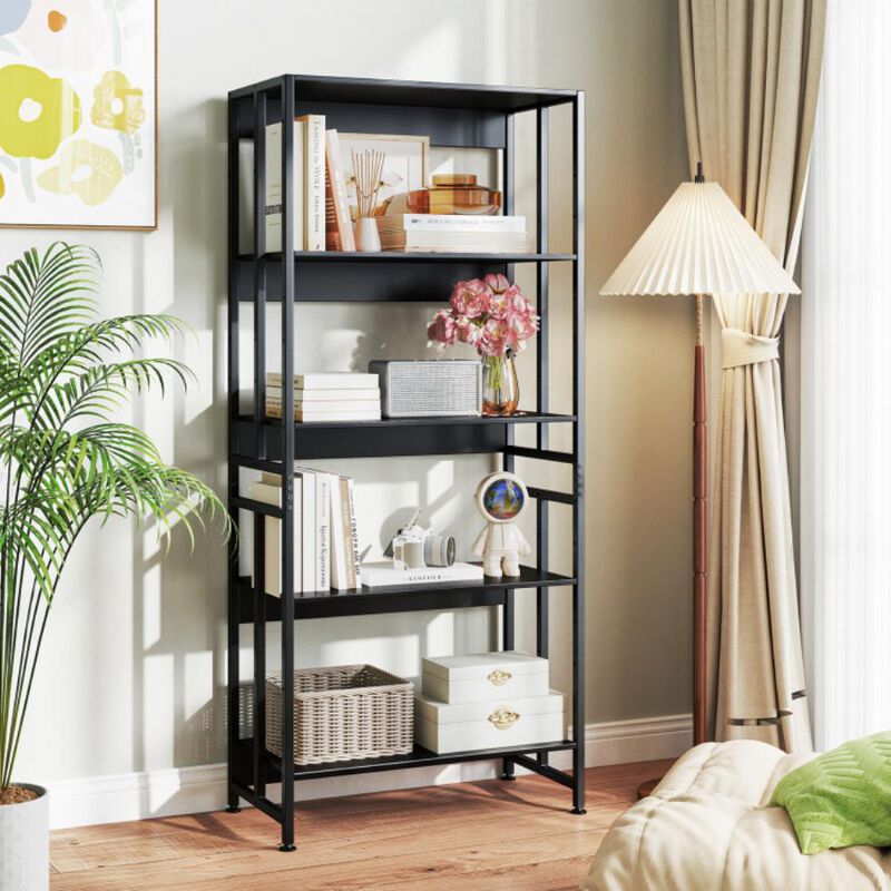 Hivvago 5-Tier Bookshelf with Adjustable and Tiltable Shelves