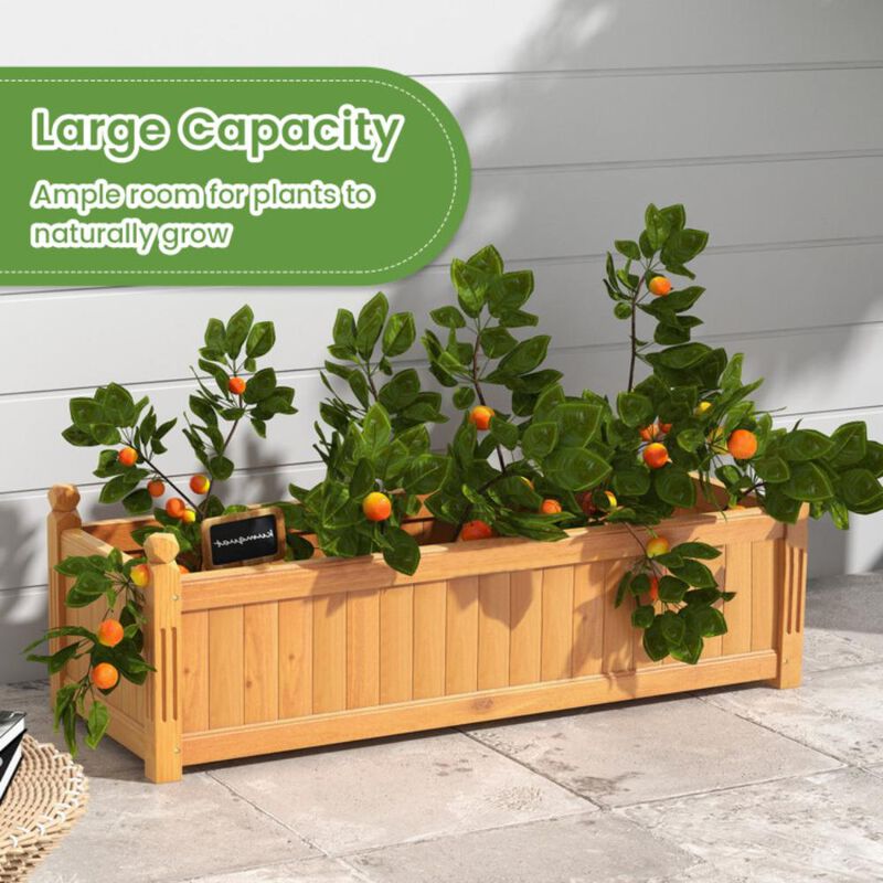 Hivvago Wooden Rectangular Garden Bed with Drainage System