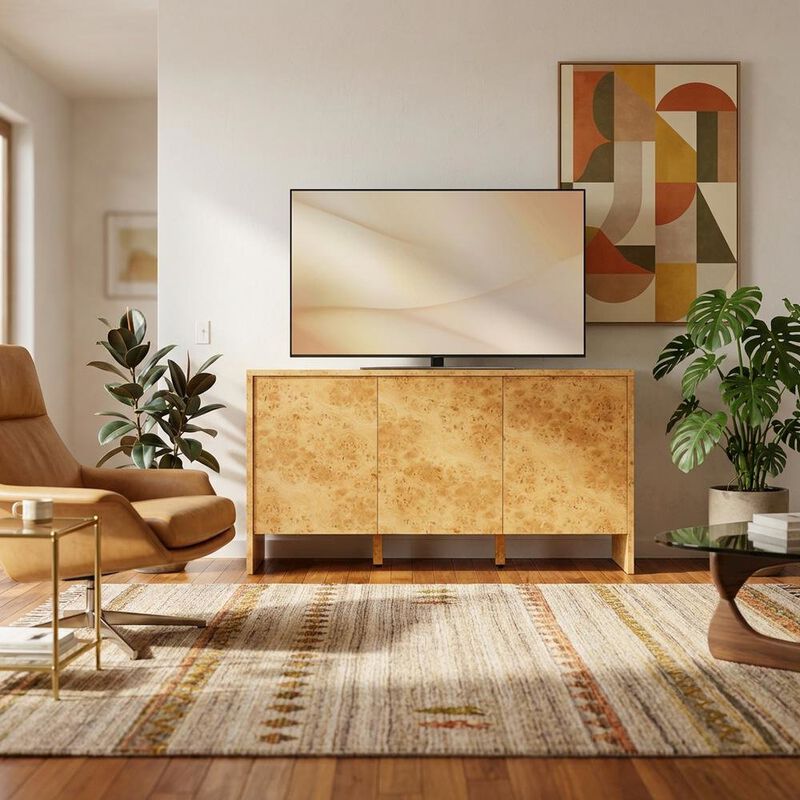 Burl Wood Sideboard with Spacious Storage and Elegant Finish image number 3