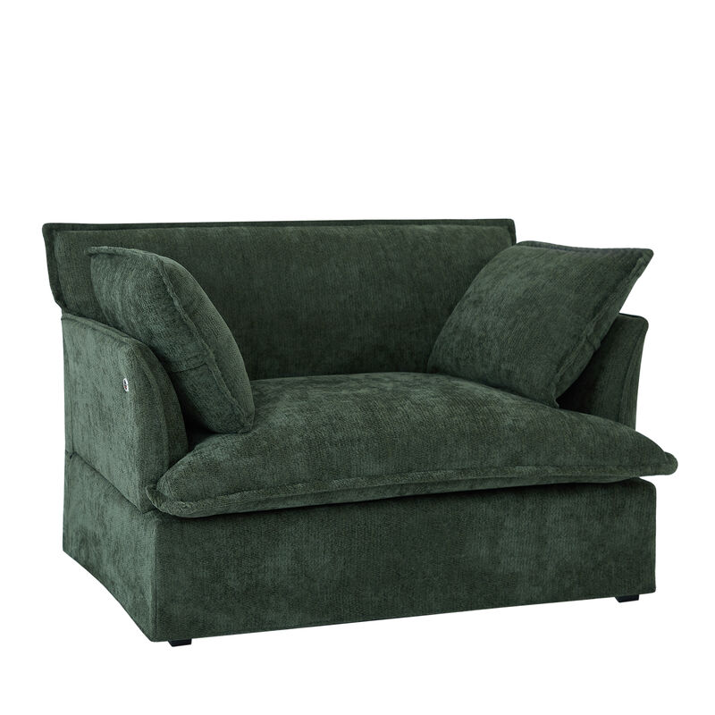 Merax Modern Chenille Upholstered Armchair with Integrated Charging Ports image number 0