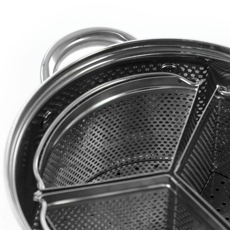 4-Quart Stainless Steel Dutch Oven with Lid and 3-Section Dividers for Easy Cooking