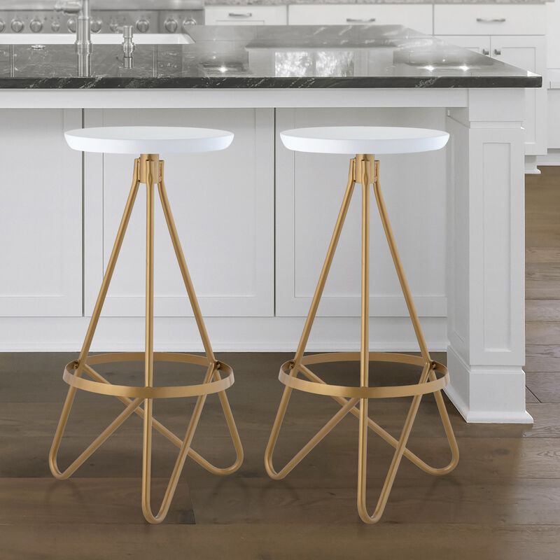 Spiroa 30" Modern Industrial Metal Backless Circular Bar Stool