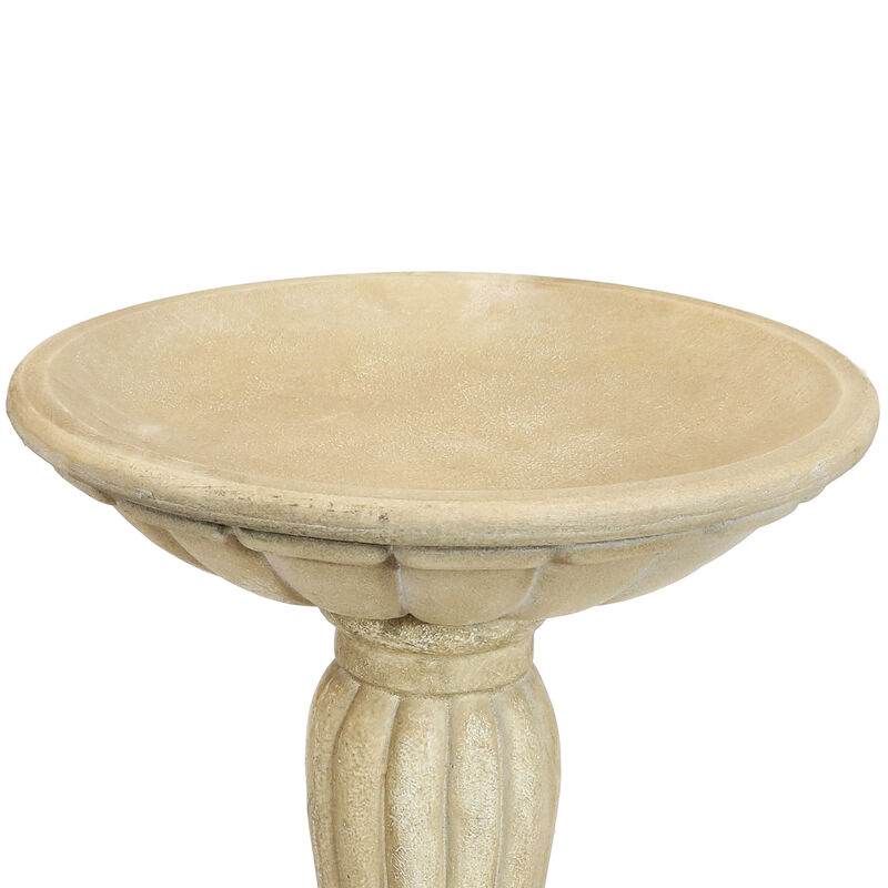 Sunnydaze Grecian Glass Fiber Reinforced Concrete Bird Bath - 16 in - Cream