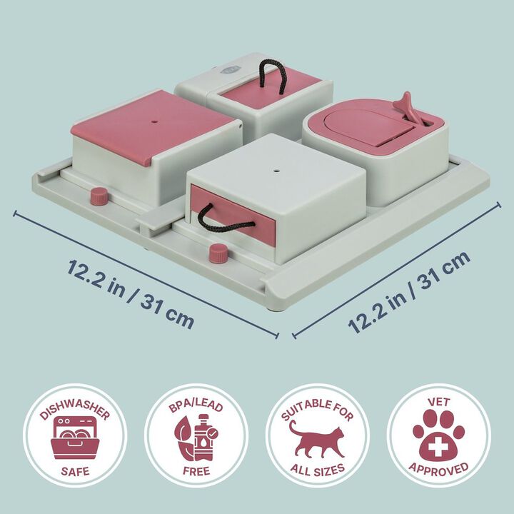 TRIXIE Poker Box Strategy Game for Cats, Puzzle Toy, Treat Dispenser, Interactive Play