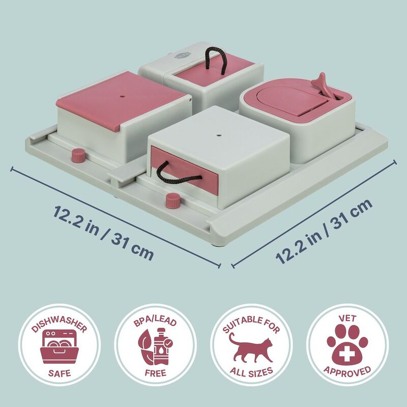 TRIXIE Poker Box Strategy Game for Cats, Puzzle Toy, Treat Dispenser, Interactive Play image number 1