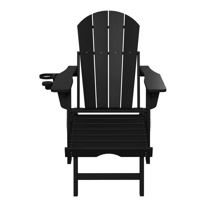 WestinTrends Folding Adjustable Adirondack Chair with Retractable Ottoman and Cup Holder