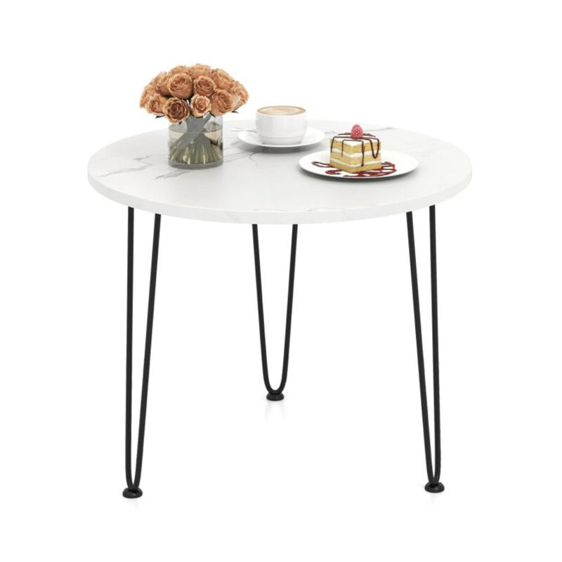 Hivvago Round End Table with Thickened Tabletop and Metal Tripod Legs