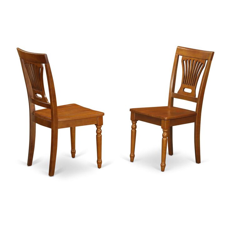 East West Furniture Plainville  kitchen  dining  Chair  with  Wood  Seat  -  Saddle  Brown  Finish,  Set  of  2